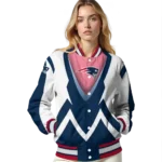 personalized new england patriots v stripes blue white varsity jacket best selling