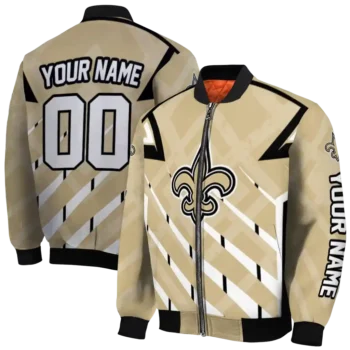 personalized new orleans saints chevron angles gold bomber jacket fashion forward