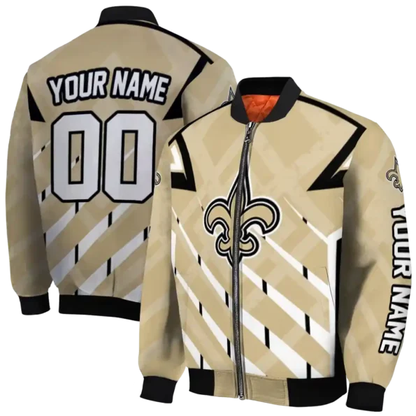personalized new orleans saints chevron angles gold bomber jacket fashion forward