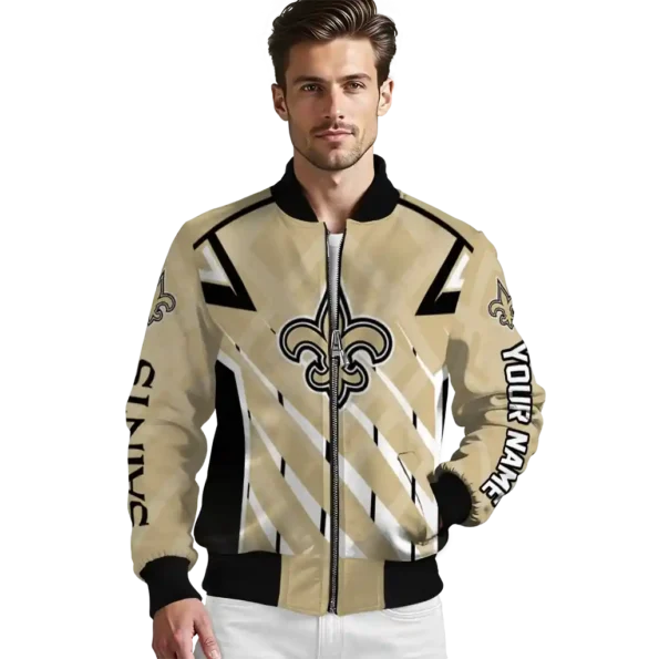 personalized new orleans saints chevron angles gold bomber jacket high quality