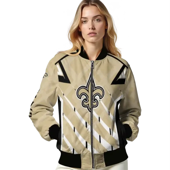 personalized new orleans saints chevron angles gold bomber jacket latest model