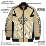 personalized new orleans saints chevron angles gold bomber jacket best selling