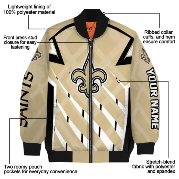 personalized new orleans saints chevron angles gold bomber jacket new arrival