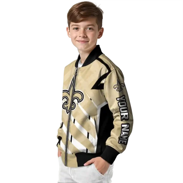 personalized new orleans saints chevron angles gold bomber jacket trendy