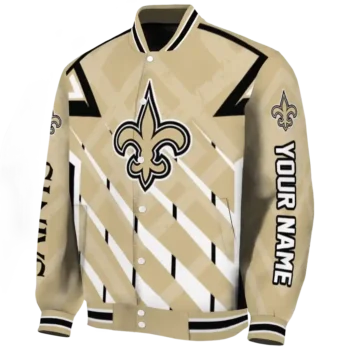 personalized new orleans saints chevron angles gold varsity jacket best selling