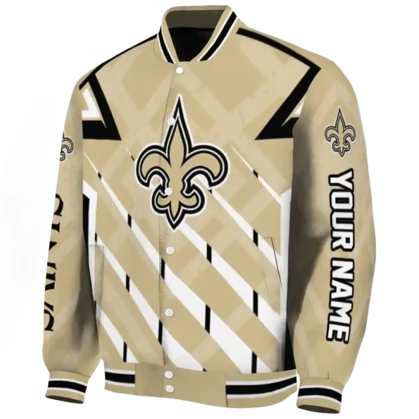personalized new orleans saints chevron angles gold varsity jacket best selling