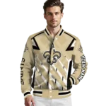 personalized new orleans saints chevron angles gold varsity jacket best selling