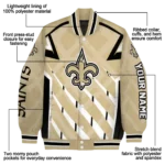 personalized new orleans saints chevron angles gold varsity jacket best selling