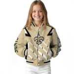 personalized new orleans saints chevron angles gold varsity jacket best selling