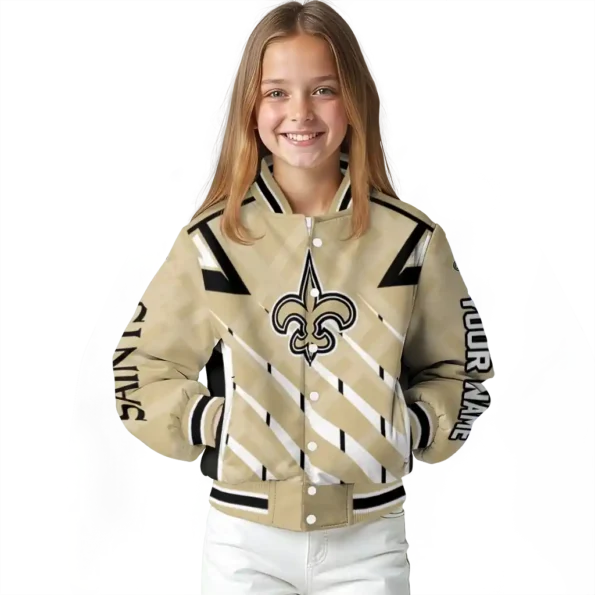 personalized new orleans saints chevron angles gold varsity jacket top rated