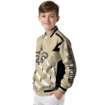 personalized new orleans saints chevron angles gold varsity jacket best selling