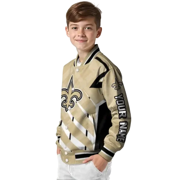 personalized new orleans saints chevron angles gold varsity jacket trendy