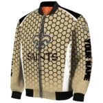 personalized new orleans saints hexagon grid gold bomber jacket best selling