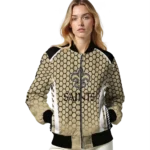 personalized new orleans saints hexagon grid gold bomber jacket best selling