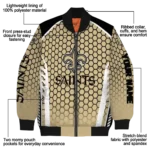 personalized new orleans saints hexagon grid gold bomber jacket best selling