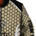 personalized new orleans saints hexagon grid gold bomber jacket best selling