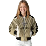 personalized new orleans saints hexagon grid gold bomber jacket best selling