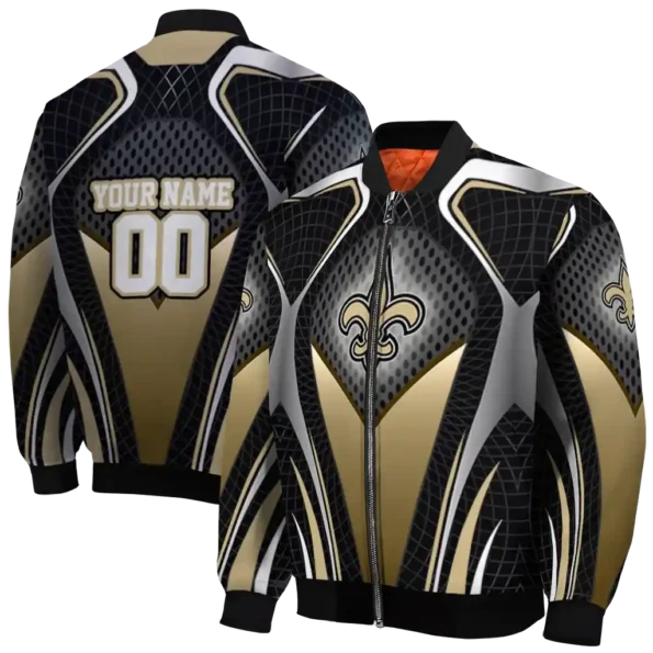 personalized new orleans saints mesh chest black crocs black bomber jacket fashion forward