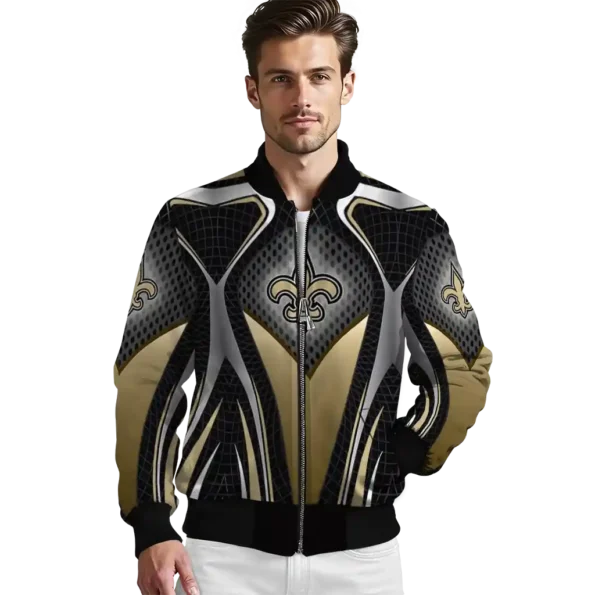 personalized new orleans saints mesh chest black crocs black bomber jacket high quality
