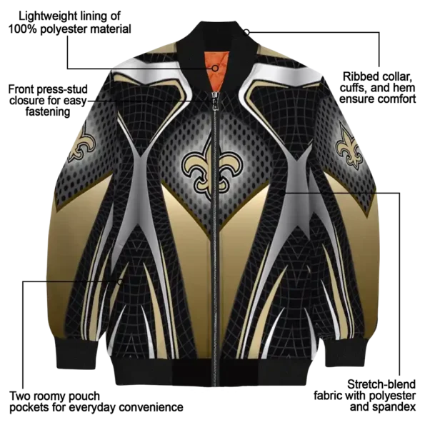 personalized new orleans saints mesh chest black crocs black bomber jacket new arrival