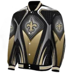 personalized new orleans saints mesh chest black crocs black varsity jacket best selling