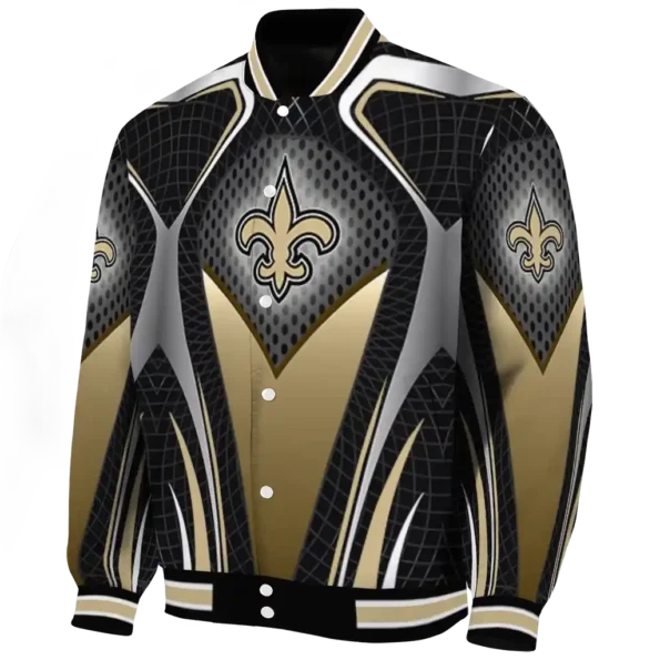 personalized new orleans saints mesh chest black crocs black varsity jacket best selling
