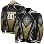 personalized new orleans saints mesh chest black crocs black varsity jacket best selling