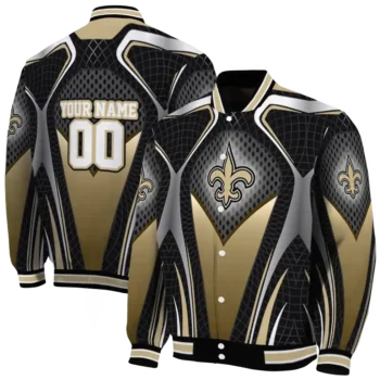 personalized new orleans saints mesh chest black crocs black varsity jacket fashion forward