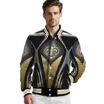 personalized new orleans saints mesh chest black crocs black varsity jacket best selling
