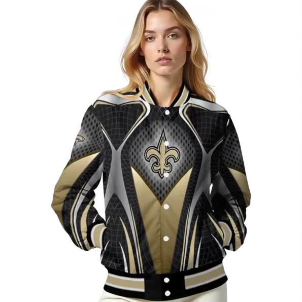 personalized new orleans saints mesh chest black crocs black varsity jacket latest model