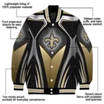 personalized new orleans saints mesh chest black crocs black varsity jacket best selling