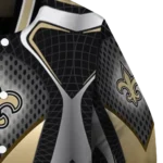 personalized new orleans saints mesh chest black crocs black varsity jacket best selling