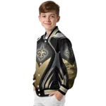 personalized new orleans saints mesh chest black crocs black varsity jacket best selling