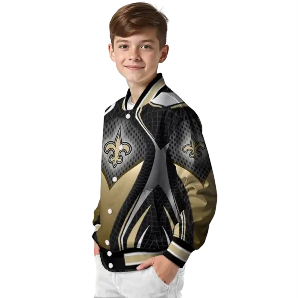 personalized new orleans saints mesh chest black crocs black varsity jacket trendy