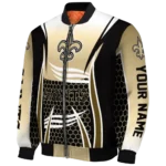 personalized new orleans saints mesh effect gold black bomber jacket best selling