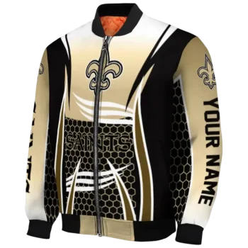 personalized new orleans saints mesh effect gold black bomber jacket best selling