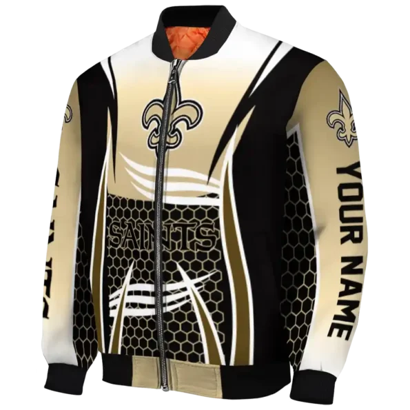 personalized new orleans saints mesh effect gold black bomber jacket best selling
