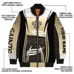 personalized new orleans saints mesh effect gold black bomber jacket best selling