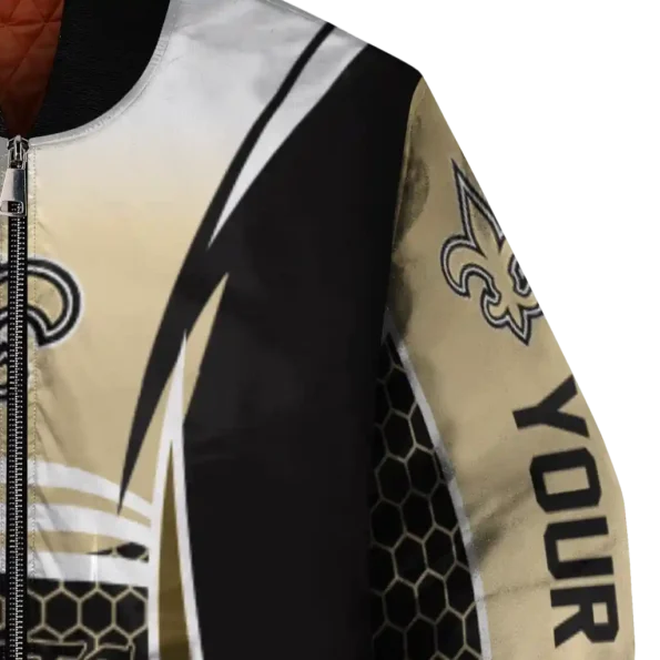 personalized new orleans saints mesh effect gold black bomber jacket premium grade
