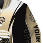 personalized new orleans saints mesh effect gold black varsity jacket best selling