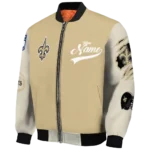 personalized new orleans saints razorback outline gold nude bomber jacket best selling