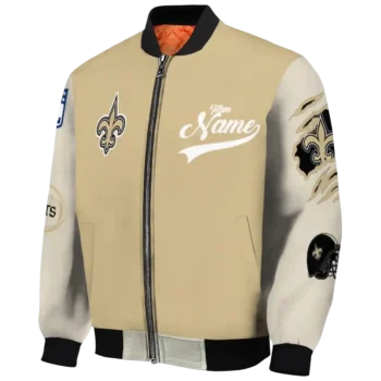 personalized new orleans saints razorback outline gold nude bomber jacket best selling