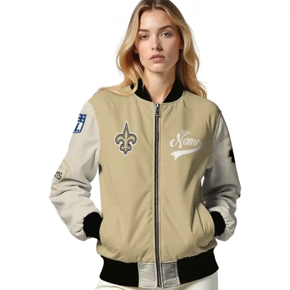 personalized new orleans saints razorback outline gold nude bomber jacket latest model