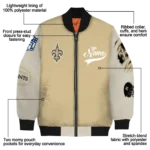 personalized new orleans saints razorback outline gold nude bomber jacket best selling