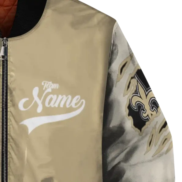 personalized new orleans saints razorback outline gold nude bomber jacket premium grade