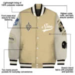 personalized new orleans saints razorback outline gold nude varsity jacket best selling