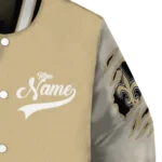 personalized new orleans saints razorback outline gold nude varsity jacket best selling