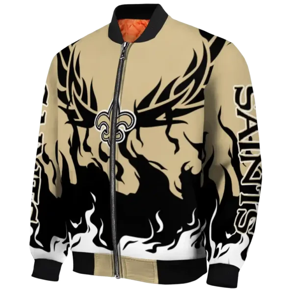 personalized new orleans saints winged blaze gold white bomber jacket best selling