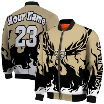 personalized new orleans saints winged blaze gold white bomber jacket fashion forward