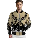 personalized new orleans saints winged blaze gold white bomber jacket best selling
